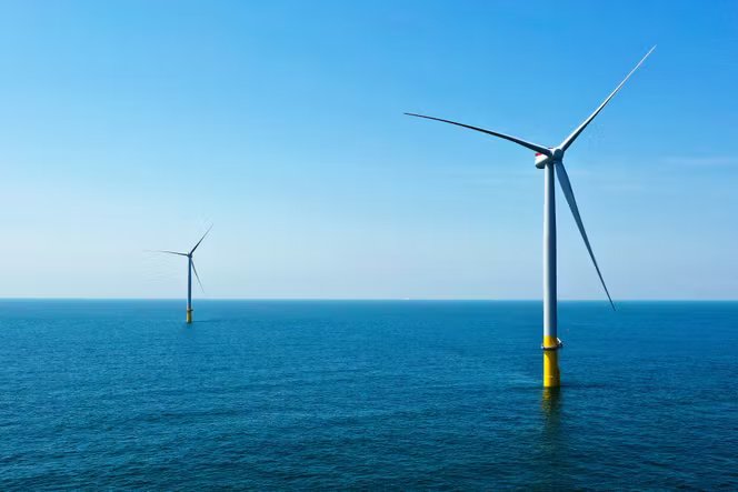Eoliennes offshore au large des côtes de Virginie, aux Etats-Unis, le 29 juin 2020.