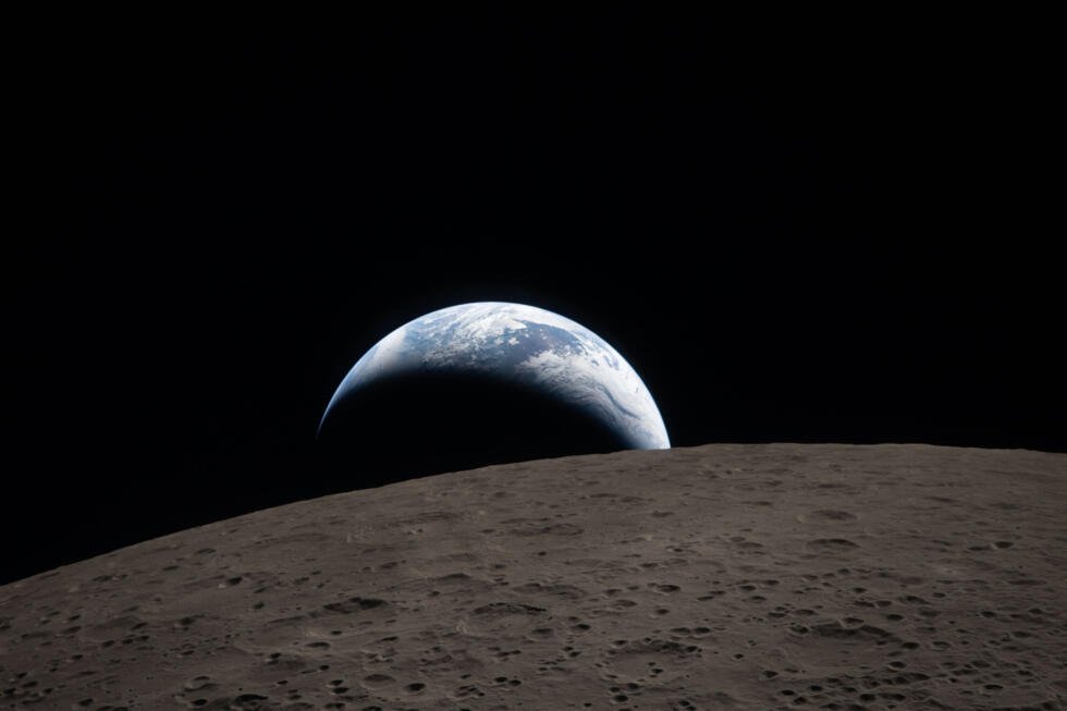 Photographie d'un coucher de Terre prise par l'équipage d'Artémis II et publiée par la Nasa le 7 avril 2026