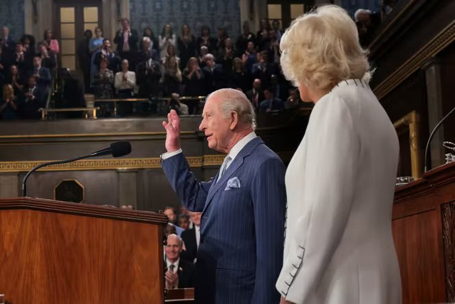 Le roi Charles III devant le Congrès, à Washington, le 28 avril 2026.