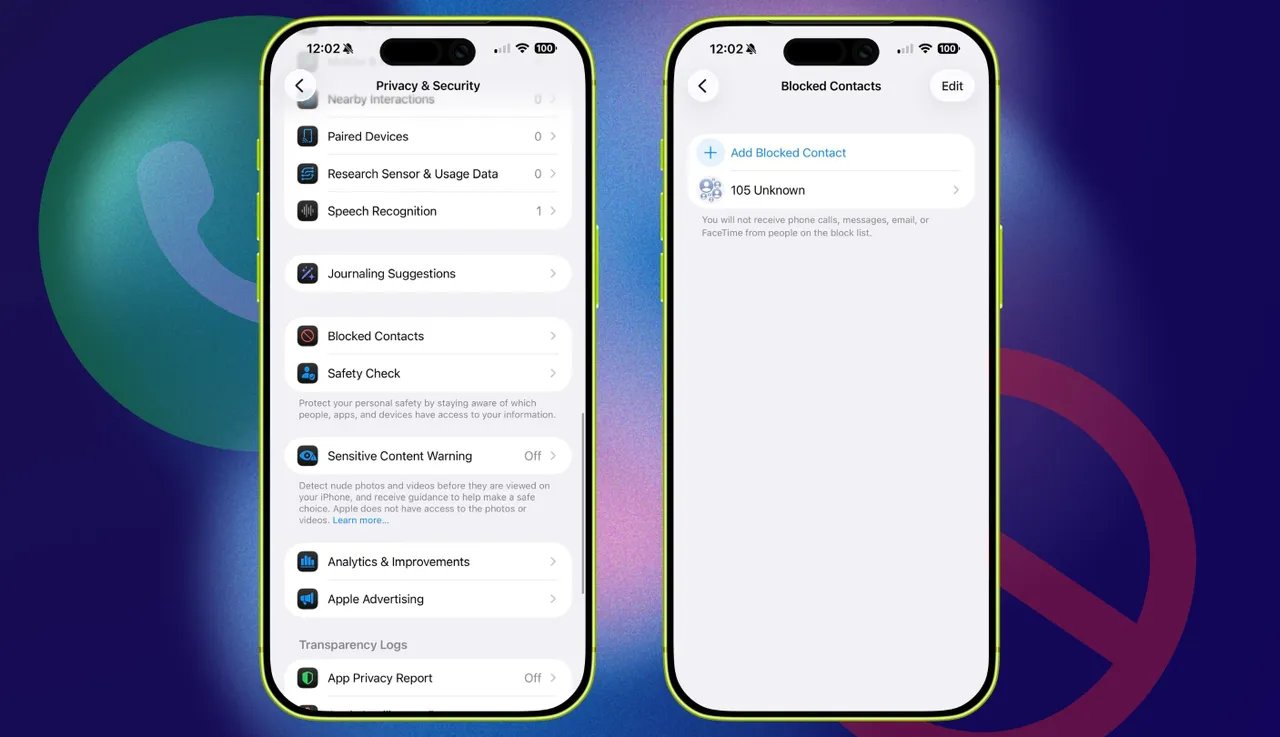 2. Appuyez sur Contacts bloqués