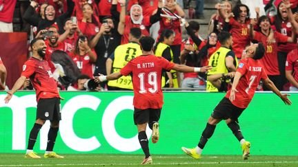 La joie des Egyptiens lors de leur match face à la Nouvelle-Zélande, le 21 juin 2026, au Mondial. (ABBIE PARR/AP/SIPA)