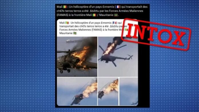Ces images ne montrent pas un hélicoptère français abattu à la frontière du Mali