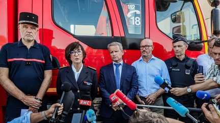 La préfète de Nouvelle-Aquitaine, Sophie Brocas, s'exprime à Bordeaux, le 21 juillet 2026. (GUILLAUME BONNAUD / MAXPPP)