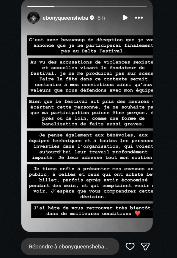 "Je ne me produirai pas" : à son tour, Ebony annule sa venue au Delta Festival à Marseille