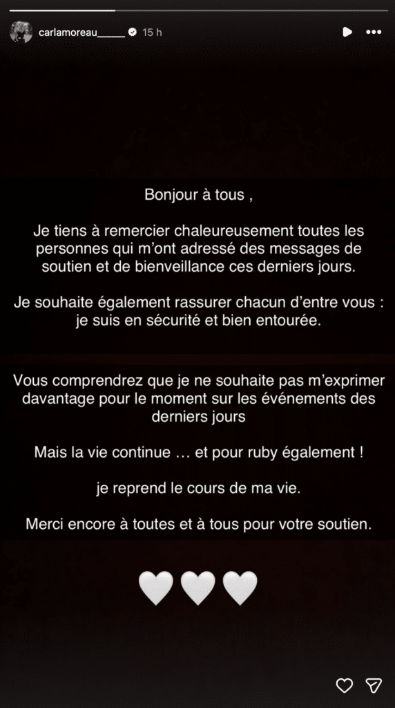 "La vie continue" : Carla Moreau menacée par la DZ Mafia, l'influenceuse brise enfin le silence et révèle être "en sécurité" auprès de Kevin