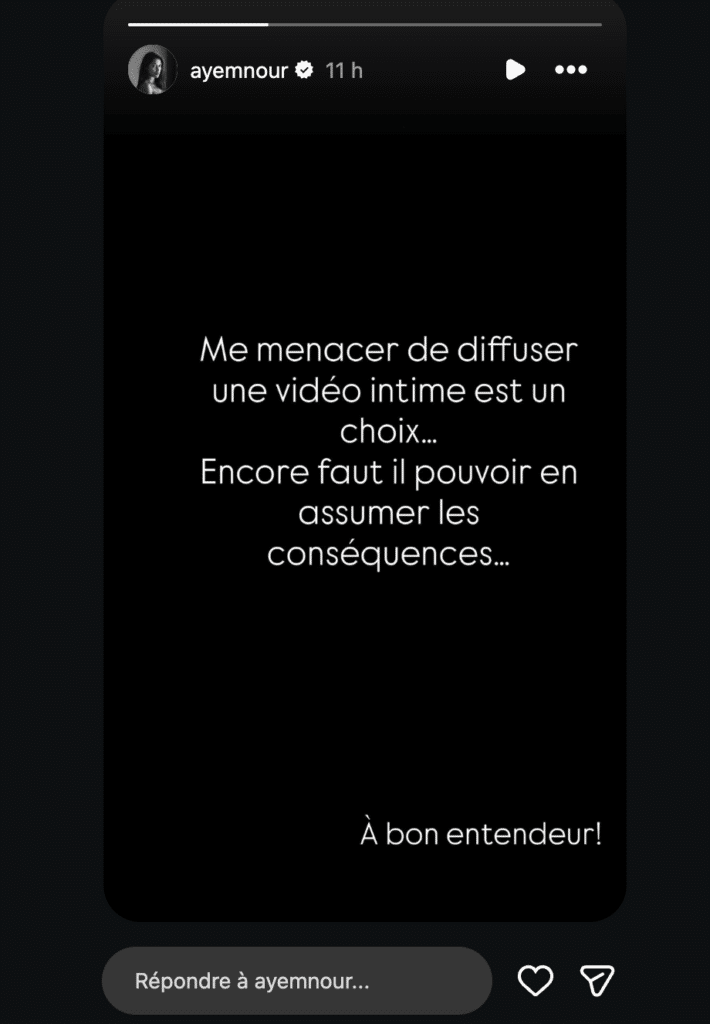 Ayem Nour face à la menace de diffusion d’une vidéo intime : son message troublant sur Instagram