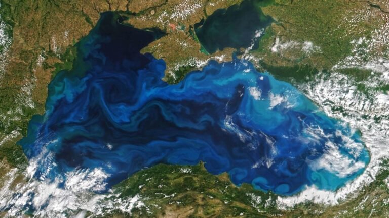 Visible depuis l'espace, une étrange coloration turquoise envahit la mer Noire