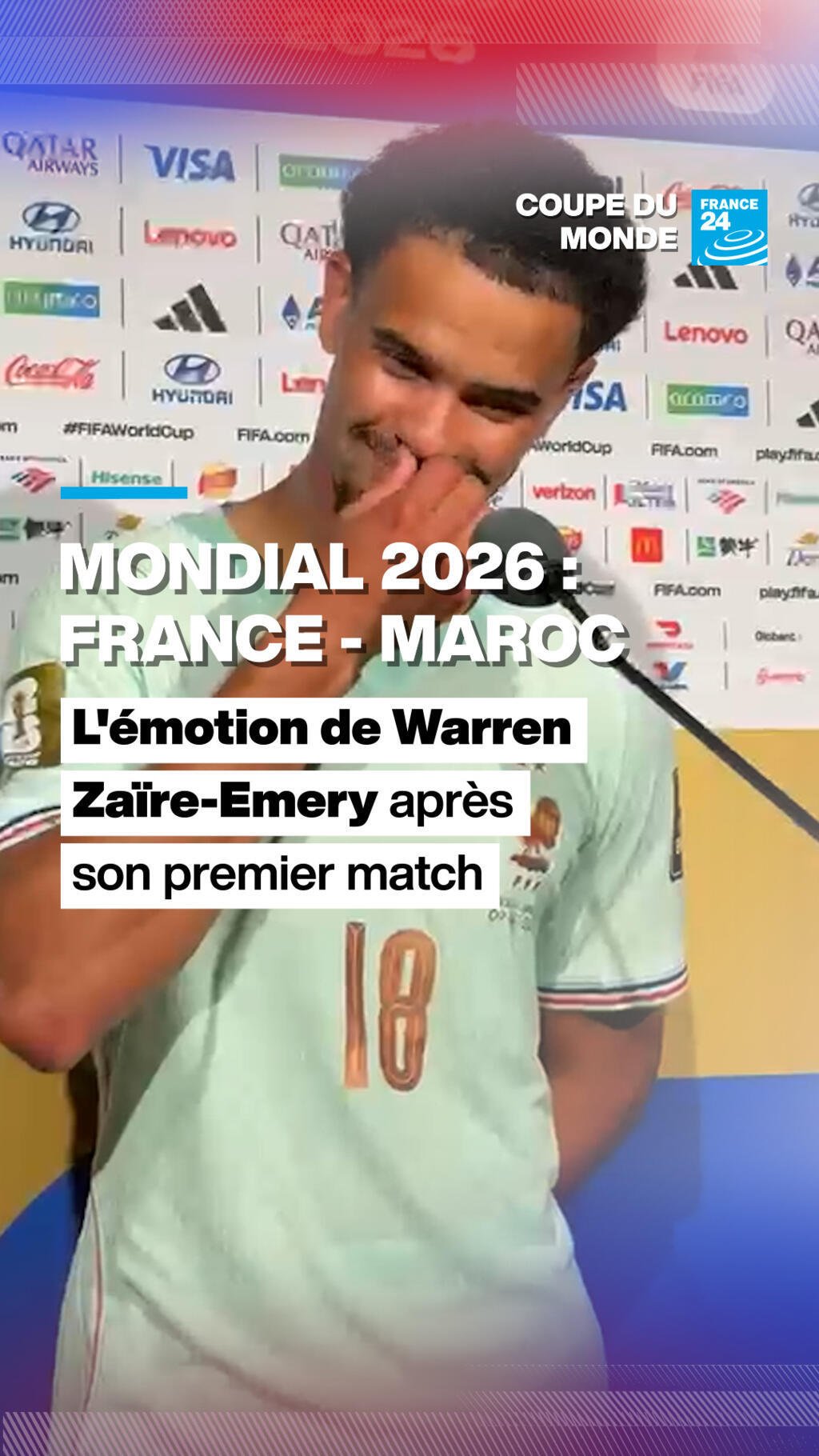 Le milieu de terrain français est apparu visiblement ému devant les caméras après son premier match au Mondial 2026