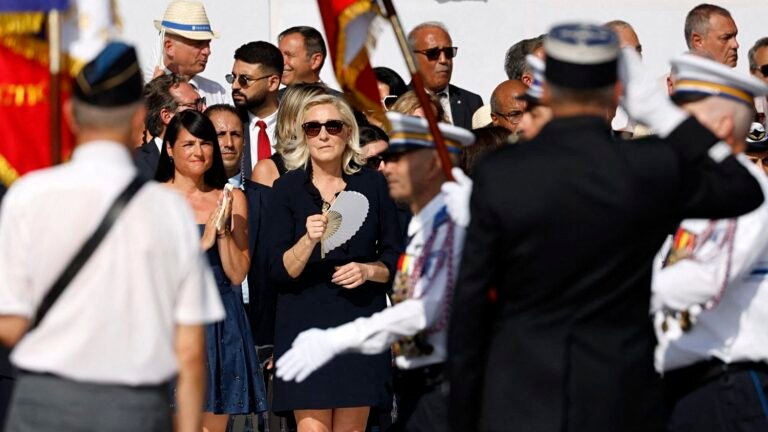 "Il faut mettre en œuvre le patriotisme" : à Nice, Marine Le Pen profite de la fête nationale pour répondre à Emmanuel Macron