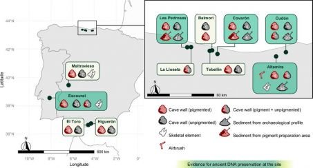 grottes ornées du Paléolithique en Espagne et au Portugal, recherche d\'ADN