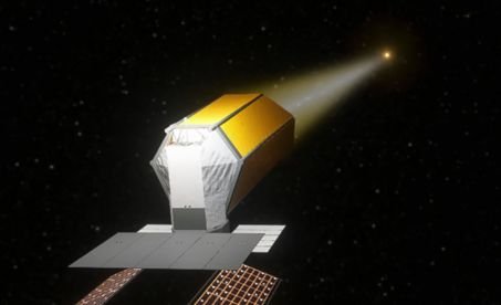 Concept artistique du télescope Habitable Worlds Observatory (HWO)