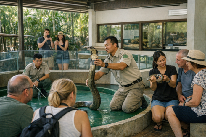 En Thaïlande, des vacances au contact des serpents attirent des visiteurs curieux En Thaïlande, des vacances au contact des serpents attirent des visiteurs curieux