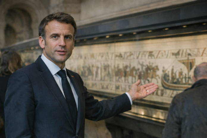 Macron inaugure à Londres le prêt de la tapisserie de Bayeux, un geste d’amitié culturel